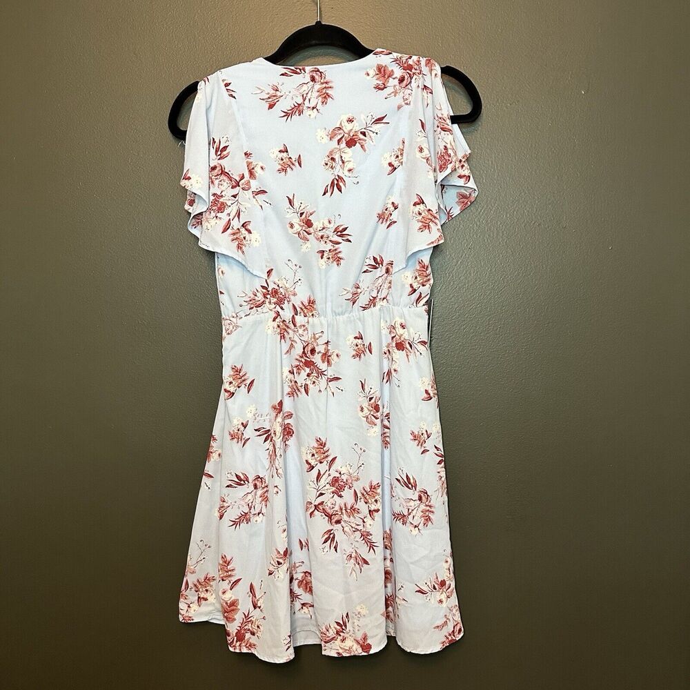 NWT Express Floral Twist Front Fit And Flare Dress Blue Sz XS - Picture 6 of 6